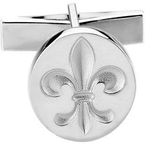 14K White Fleur De Lis Cuff Link