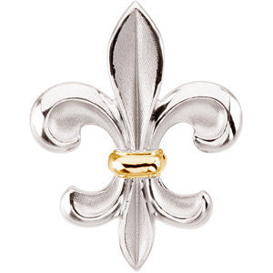 Sterling Silver & 14K Yellow Fleur-de-lis Brooch