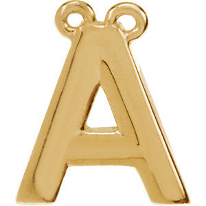 14K Yellow Letter "A" Block Initial Necklace Center