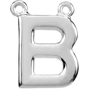 Sterling Silver Letter "B" Block Initial Necklace Center