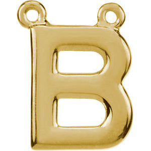 14K Yellow Letter "B" Block Initial Necklace Center