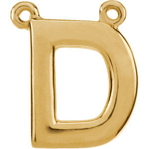 14K Yellow Letter "D" Block Initial Necklace Center