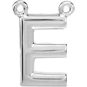 Sterling Silver Letter "E" Block Initial Necklace Center