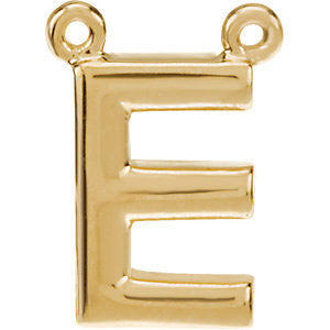 14K Yellow Letter "E" Block Initial Necklace Center