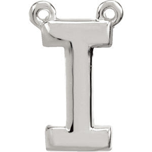 Sterling Silver Letter "I" Block Initial Necklace Center