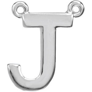 14K White Letter "J" Block Initial Necklace Center