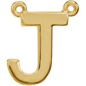 14K Yellow Letter "J" Block Initial Necklace Center