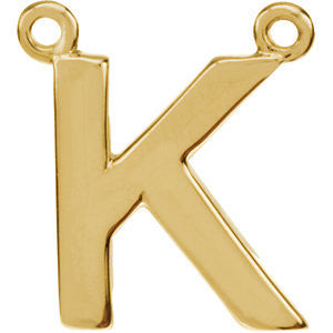 14K Yellow Letter "K" Block Initial Necklace Center