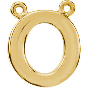 14K Yellow Letter "O" Block Initial Necklace Center