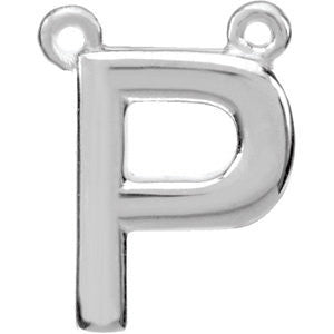 Sterling Silver Letter "P" Block Initial Necklace Center