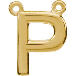 14K Yellow Letter "P" Block Initial Necklace Center