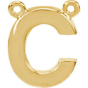 14K Yellow Letter "C" Block Initial Necklace Center