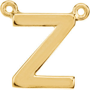 14K Yellow Letter "Z" Block Initial Necklace Center