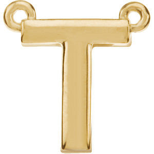 14K Yellow Letter "T" Block Initial Necklace Center