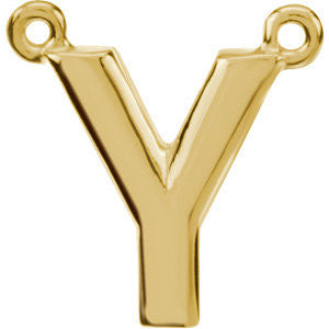 14K Yellow Letter "Y" Block Initial Necklace Center