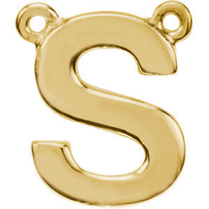 14K Yellow Letter "S" Block Initial Necklace Center