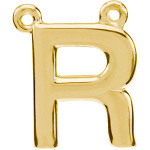 14K Yellow Letter "R" Block Initial Necklace Center