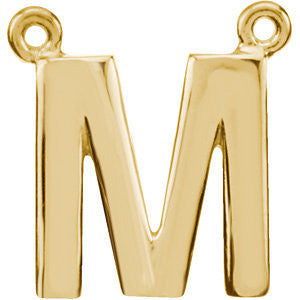 14K Yellow Letter "M" Block Initial Necklace Center