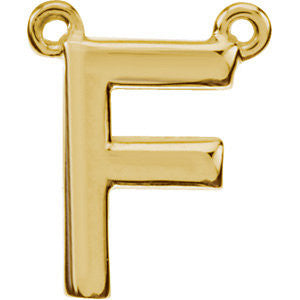 14K Yellow Letter "F" Block Initial Necklace Center