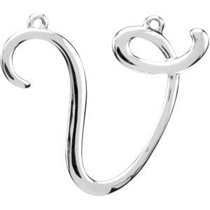 Sterling Silver "V" Script Initial