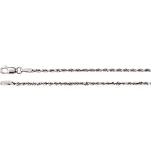 14K White  1.9mm Diamond-Cut Rope 16" Chain with Lobster Clasp