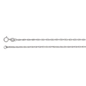 14K White 1.75mm Solid Rope 18" Chain