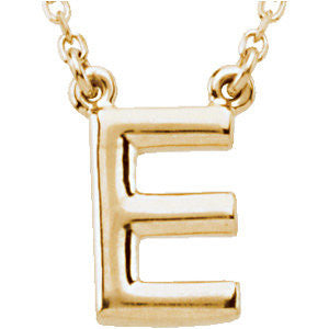 14K Yellow Letter "E" Block Initial 16" Necklace