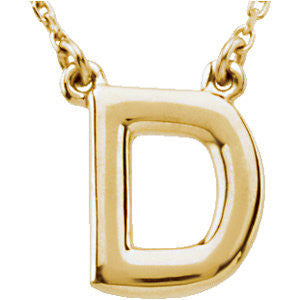 14K Yellow Letter "D" Block Initial 16" Necklace