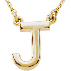 14K Yellow Letter "J" Block Initial 16" Necklace