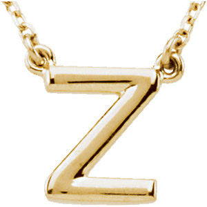 14K Yellow Letter "Z" Block Initial 16" Necklace