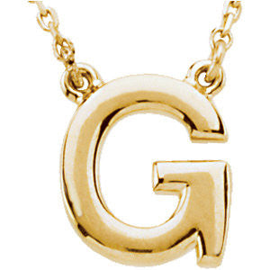 14K Yellow Letter "G" Block Initial 16" Necklace