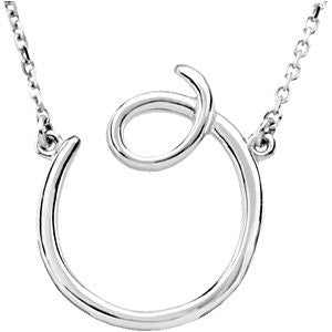 Sterling Silver "O" Script Initial 16" Necklace