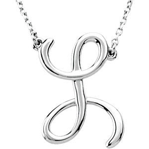 Sterling Silver "L" Script Initial 16" Necklace