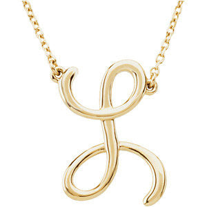 14K Yellow "L" Script Initial 16" Necklace