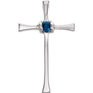 14K White Sapphire Cross Pendant