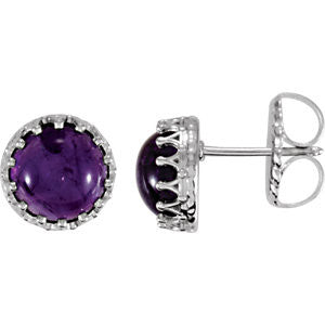 Sterling Silver 8mm Round Amethyst Earrings