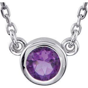 Sterling Silver Amethyst Bezel 18" Necklace