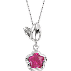 BFlower&trade; Fushia CZ Flower Necklace with Gift Box