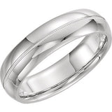 14K White 4mm Comfort Fit Milgrain Band Size 7