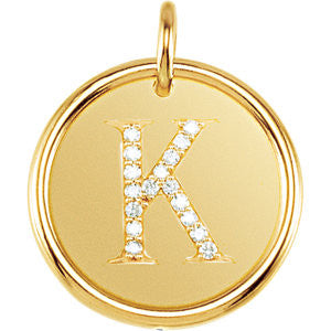 14K Yellow .08 CTW Diamond Initial "K" Pendant