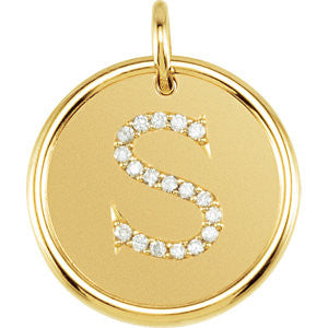 14K Yellow 1-10 CTW Diamond Initial "S" Pendant