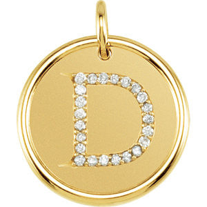 14K Yellow 1-10 CTW Diamond Initial "D" Pendant