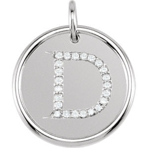 14K White 1-10 CTW Diamond Initial "D" Pendant