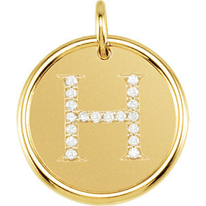 14K Yellow 1-10 CTW Diamond Initial "H" Pendant