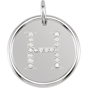 Sterling Silver 1-10 CTW Diamond Initial "H" Pendant