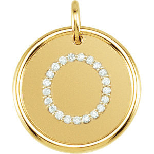 14K Yellow 1-10 CTW Diamond Initial "O" Pendant