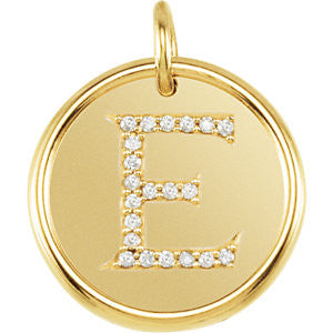 14K Yellow 1-10 CTW Diamond Initial "E" Pendant