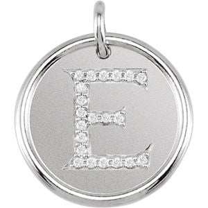 14K White 1-10 CTW Diamond Initial "E" Pendant