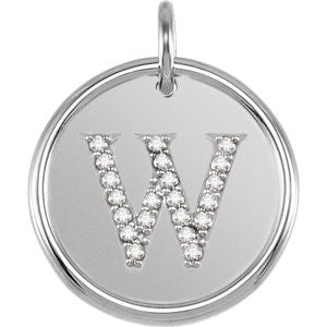 Sterling Silver 1-10 CTW Diamond Initial "W" Pendant