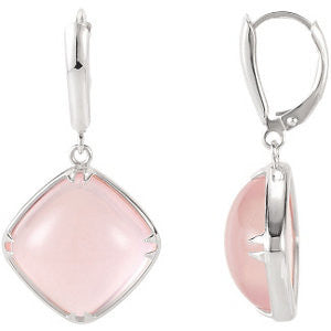 14mm Rose Quartz Cabochon Lever Back Earrings